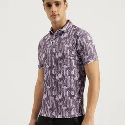 Emartos Men Abstract Printed Polo Collar Cotton Oversized T-shirt image 2