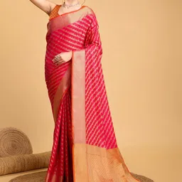 NIWAA Ethnic Motifs Woven Design Zari Patola Saree image 2