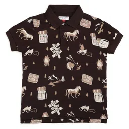 u.s. polo assn. kids Uspa Kids Boys All Over Printed Pure Cotton Polo T-shirt image 5