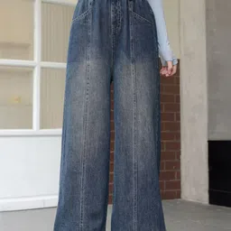 LULU & SKY Girls Wide Leg High-Rise Light Fade Stretchable Jeans-picture-31