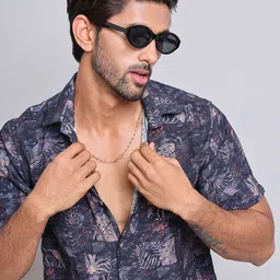 Indian Needle Men Classic Spread Collar Abstract Printed Cotton Casual Shirt-image-60
