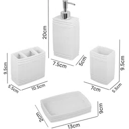 Myntra Elegant Homes Set Of 4 White Textured Serenity Bath Accessories image 2