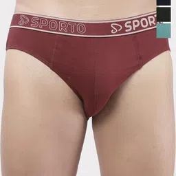 Sporto by Macho Men Pack Of 4 Combed Cotton Basic Briefs Sporto_M1010-M1-N1-Olv1-Prt1-S-picture-35