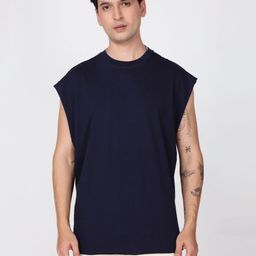 Bene Kleed Solid Sleeveless Round Neck Oversized Pure Cotton T-Shirt-picture-23