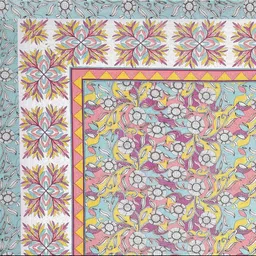 JAIPUR FABRIC Blue & Pink Floral King Bedsheet with 2 Pillow Covers image 5