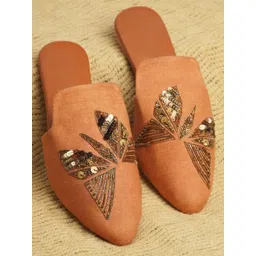 Adwitiya Women Textured Ethnic Mules with Embroidered Flats-picture-35