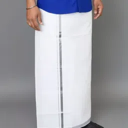TUNI MANI Men White Cotton Dhotis-image-12