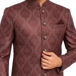 SHAHI ACHKAN Men's Elegant Maroon Textured Sherwani image 3