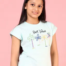 V-Mart Girls Floral Printed Extended Sleeves Tropical Applique T-shirt image 5
