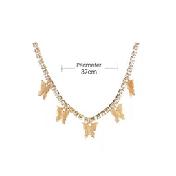 DressBerry Gold Plated Diamond Studded Butterfly Choker Necklace image 2