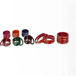 SOMIL Set Of 32 Stone-Studded Bangles-image-17