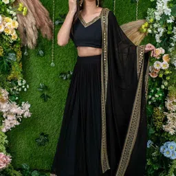 BAESD Embroidered Sequinned Semi-Stitched Lehenga & Unstitched Blouse With Dupatta-picture-13