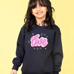 NUSYL Girls Typography Printed Oversized Sweatshirt image 2