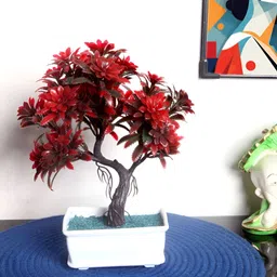 FOLIYAJ Red 1 Pieces Bonsai Artificial Plant With Pot-picture-22