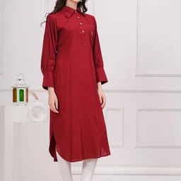 HIGHLIGHT FASHION EXPORT Embellished Shirt Collar Straight Kurta image 4