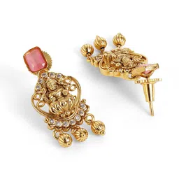 Priyaasi Gold-Plated Stone Studded & Beaded Necklace and Earrings image 3
