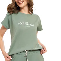 WEET Printed Ribbed T-Shirt With Joggers Co-Ords image 3