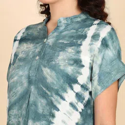 PinkTribe Tie and Dye Mandarin Collar Top image 4