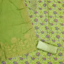 KALINI Floral Embellished Organza Unstitched Dress Material image 3