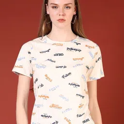 V-Mart Women Printed Boxy T-shirt-image-2