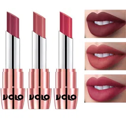 VOLO Set Of 3 Creme Matte Lipstick 3.5g Each- Cherry 631-Light Peach 632-Pink 641 image 2