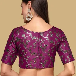 Oomph! Woven Design Boat Neck Saree Blouse image 4