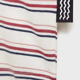 Mango Kids Boys Striped Drop-Shoulder Sleeves Oversized Pure Cotton T-shirt image 4