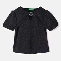 United Colors of Benetton Girls Printed Puff Sleeves T-shirt-picture-2