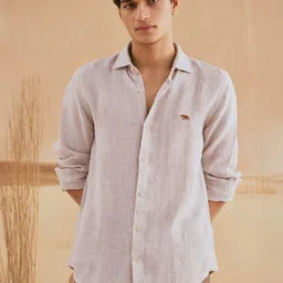 Andamen Men Casual Linen Woven Slim Fit Shirt-picture-29