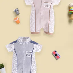BABY GO Infant Boys Pack Of 2 Printed Pure Cotton Rompers-picture-50