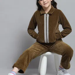 Monte Carlo Girls Self Design Shirt Collar Sweatshirt & Trousers-picture-47