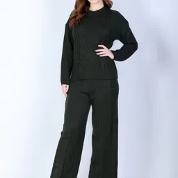 The Roadster Lifestyle Co Self Design Woolen Round Neck Sweater & Trousers Co-Ords-picture-36