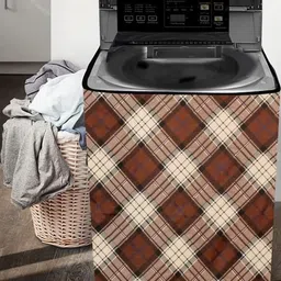 The Furnishing Tree Washing Machine Cover Checkered Pattern Beige Compatible for Whirlpool 9.5 kg F image 2