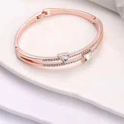 WATCHSTAR 18KT Rose Gold-Plated Crystals Stone Studded Bangle-Style Bracelet image 2