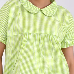 SIDDHO HUM Checked Peter Pan Collar Gathered or Pleated Cotton Empire Top image 5