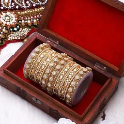 leshya Set Of 2 Stone Studded Rajasthani Bridal Chura Bangles With Pacheli Kada-picture-33