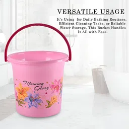 Aura Pink & Green 6 Pieces Floral Printed Water Buckets image 2