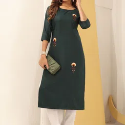 Rujave Women Floral Embroidered Regular Thread Work Kurta with Trousers image 1