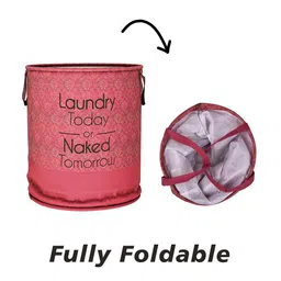 Aura Black & Maroon 3 Pieces Printed Round Foldable Laundry Bags image 2