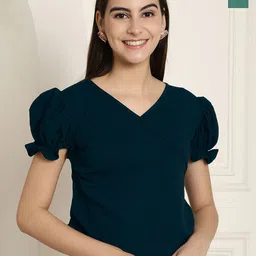 Tromko Women Pack Of 2 V Neck Puff Sleeves Empire Top-picture-4
