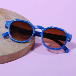 DukieKooky Unisex Kids Brown Lens & Blue Wayfarer Sunglasses with image 2
