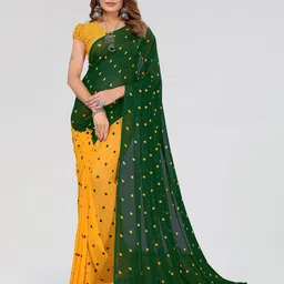 Moda Rapido Polka Dot Printed Saree With Unstiched Blouse Piece-picture-11