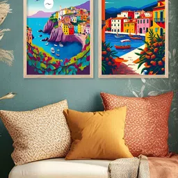 Kotart Brown And Blue 2 Piece Wood Abstract Wall Paintings image 4