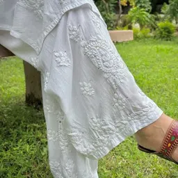 KHAKA Floral Embroidered Notch Neck Kurta With Palazzos image 5