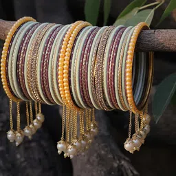 Amika Set Of 42 Gold-Plated Beaded Bangles-picture-30