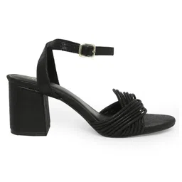 Tao Paris Women Black Block Heel Slip On Sandals With Ankle Strap-picture-36