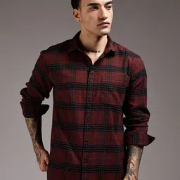 HERE&NOW Men Tartan Checks Checked Casual Shirt-image-98