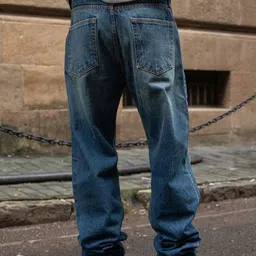 Powerlook Men Pure Cotton Dark Blue Slash Knee Baggy Jeans image 4