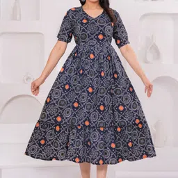 BAESD Printed Pure Cotton Maternity Fit & Flare Midi Dress-picture-38