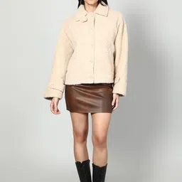 Fashion Gaiia Women Solid Sherpa Jacket-image-18